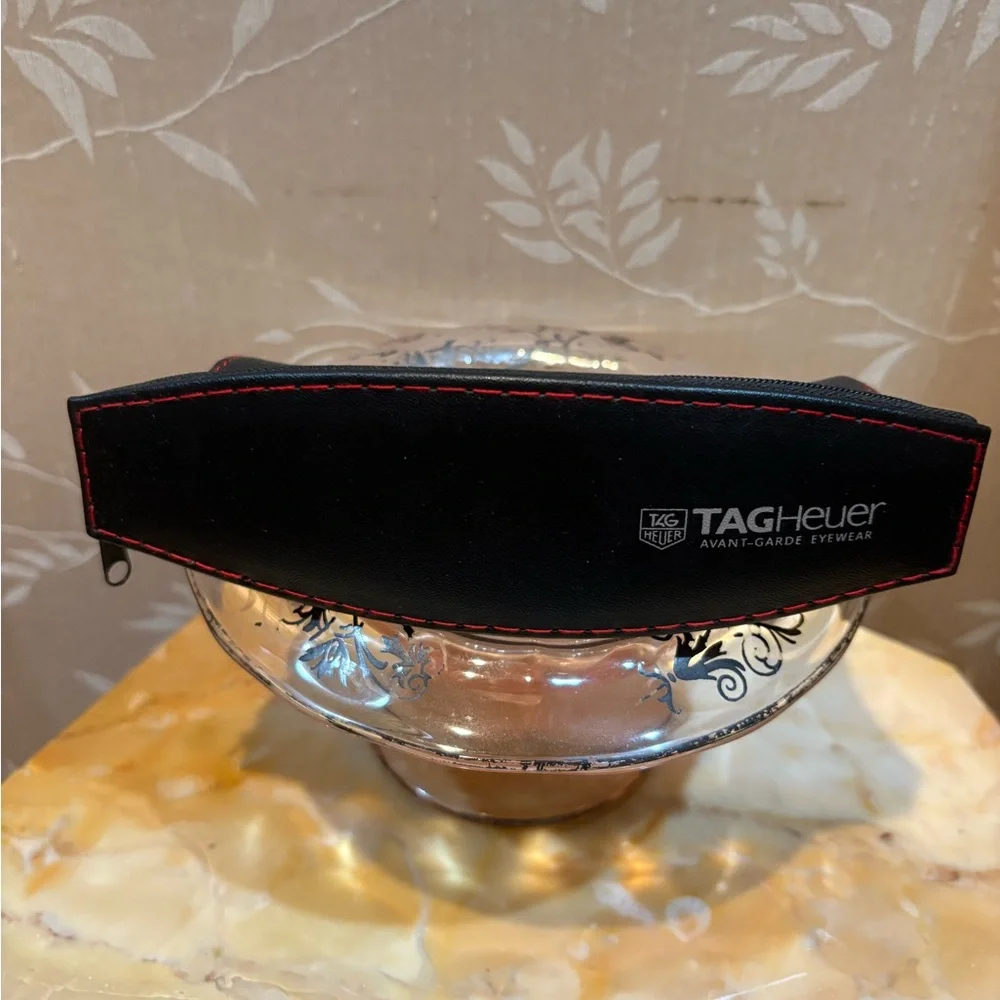 TAG Heuer Black Zippered Eye 👁️ Glass Case with Red Stitching